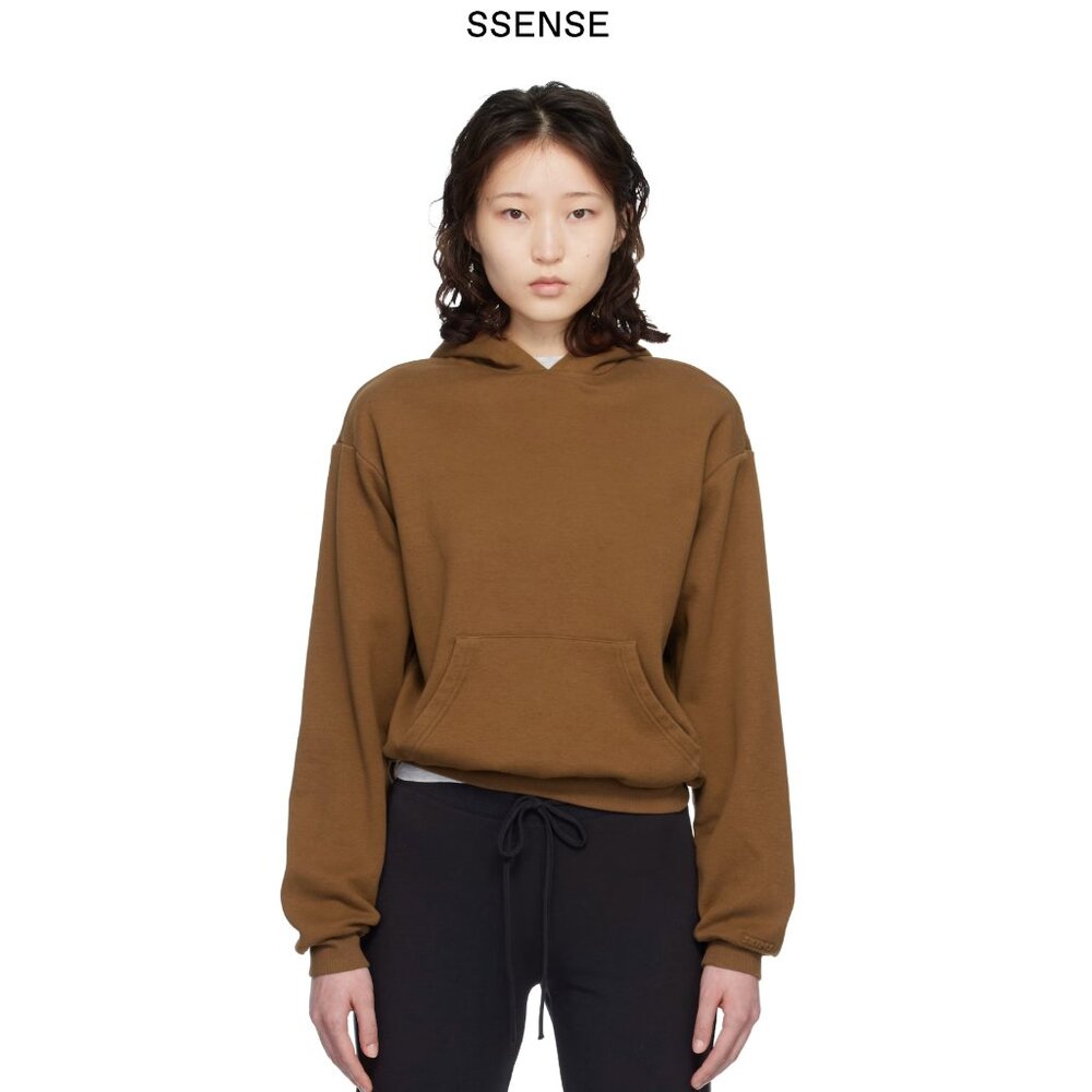 SKIMS Brown Cotton Fleece Classic Hoodie | Bison color